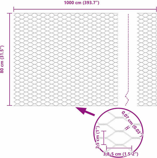 vidaXL Plasă de sârmă Module Gri 0.8x10m