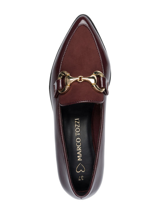 Patent Leather Women's Loafers in Burgundy Color