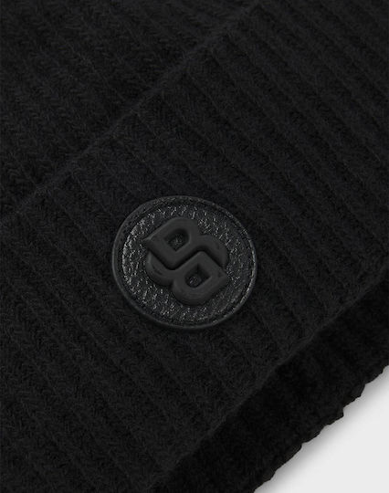 Bicon Beanie Masculin Căciulă cu Tricotaj Rib în culoarea Negru