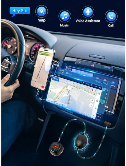 Încărcător Auto 3 În 1 Apple Carplay Android Auto Adaptor Auto 48W Încărcare Rapidă USB-C PD USB-A QC Compatibil cu iPhone iOS 10+ Android 11+ Mașini După 2015 Negru