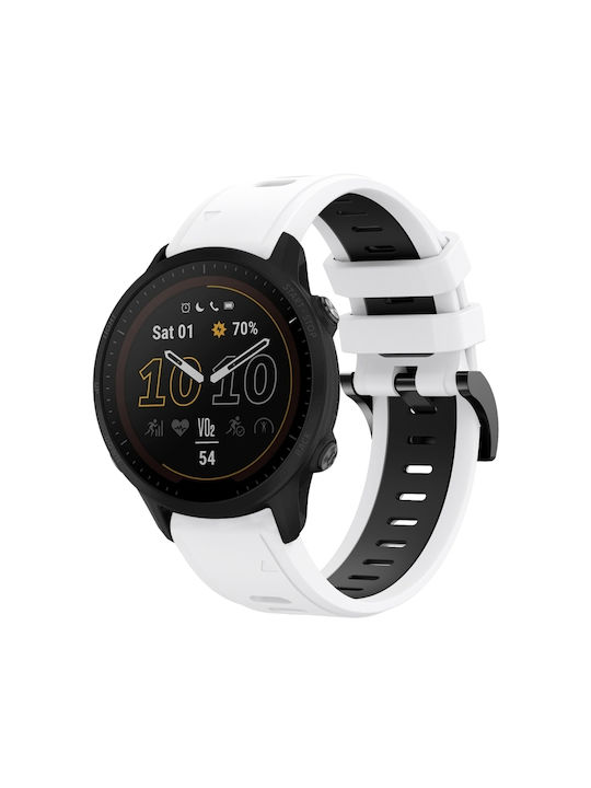 Garmin Forerunner 955 22mm Δίχρωμο Αθλητικό Μπρασελέ Σιλικόνης Λευκό+μαύρο Garmin Forerunner 955 22mm Δίχρωμο Αθλητικό Μπρασελέ Σιλικόνης Λευκό+μαύρο