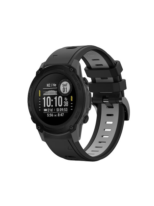 Garmin Descent G1 22mm Δίχρωμο Αθλητικό Μπρασελέ Σιλικόνης Μαύρο+γκρι Garmin Descent G1 22mm Δίχρωμο Αθλητικό Μπρασελέ Σιλικόνης Μαύρο+γκρι