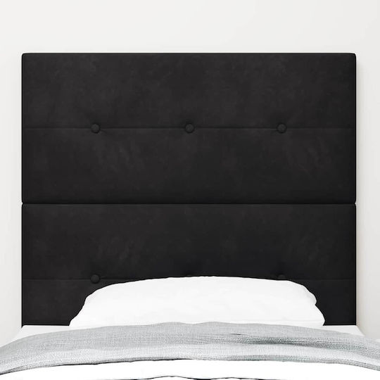 vidaXL LED Табла за Легло Текстилна Черна 100x88cm