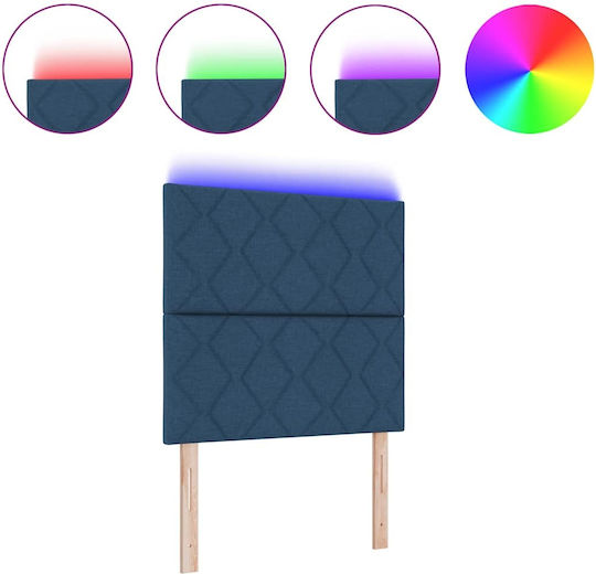 vidaXL LED-Kopfteil aus Stoff Blau 90 x 128 cm