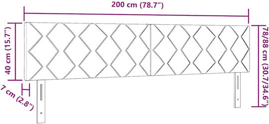 vidaXL LED Κεφαλάρι Κρεβατιού Υφασμάτινο Μπλε 200cm