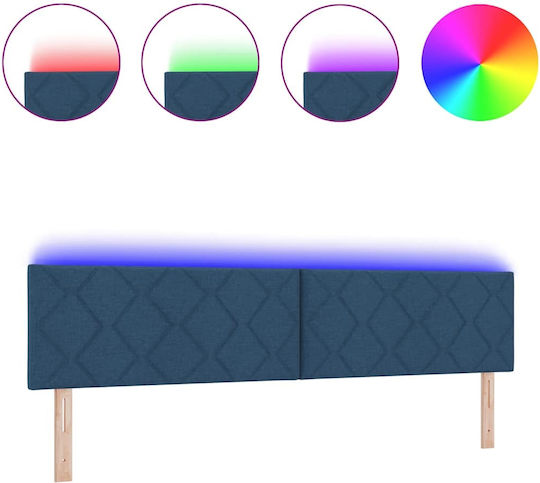 vidaXL LED Κεφαλάρι Κρεβατιού Υφασμάτινο Μπλε 200cm