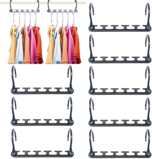 Set 10 Pvc Kleiderbügel Organizer 5 Haken 23,5 cm Länge Grau
