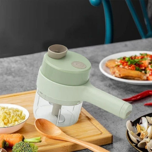 Tocător de Alimente 4 în 1 Ideal pentru Tăierea Cărnii Legumelor Fructelor Electric Verde