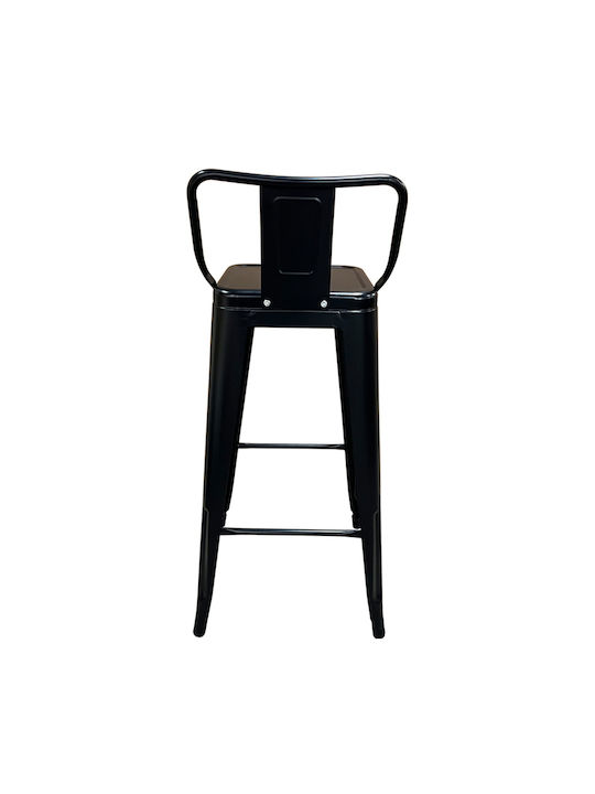 Stool Bar with Backrest Metallic Matte Black 43x43x94cm