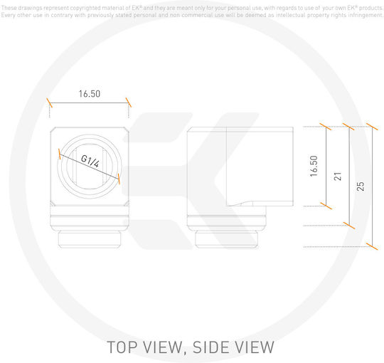 Ekwb Quantum Torque Micro Rotary 90° Фитинги Сатенен Титаново Сребрист