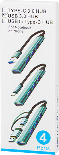 Blow USB 3.0 4 Port Hub with USB-A Connection Silver