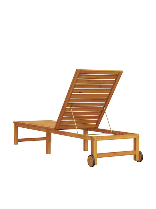 Șezlong Din Lemn Cu Pernă Și Roți Maro 202x53x30cm