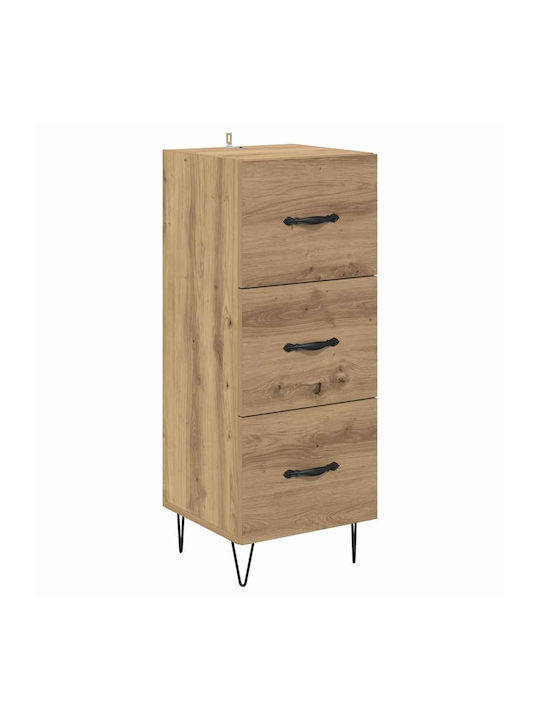 Drawers Storage Wooden with 3 Drawers L34xW34.5xH90cm