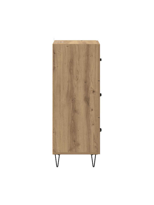 Drawers Storage Wooden with 3 Drawers L34xW34.5xH90cm