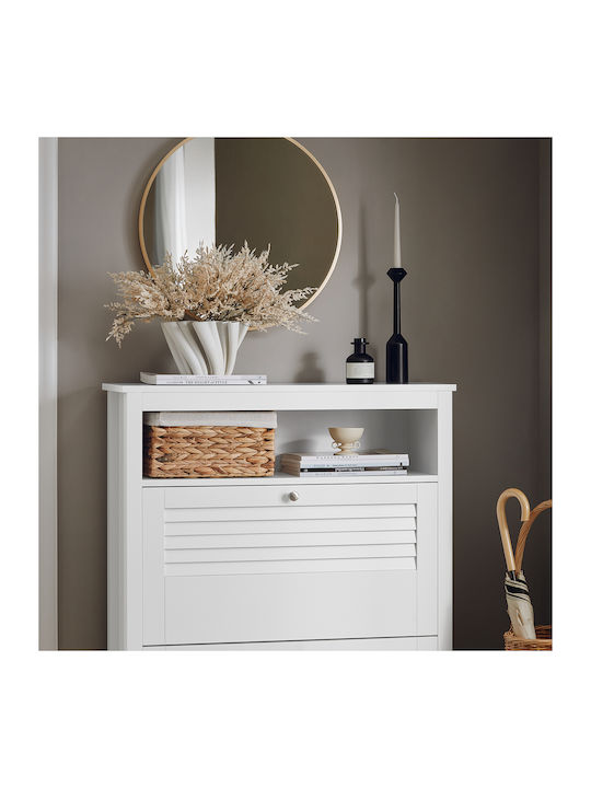 Wooden Shoe Organizer White 80x25x108cm