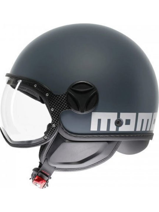 MomoDesign FGTR Classic E2206 Candy Matt Ottanio Grey/White Motorcycle Helmet Jet ECE 22.06