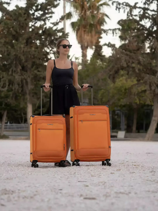Newcom Reisegepäck Stoff Orange mit 4 Räder Koffer-Set 2 Stück Mittel/Groß