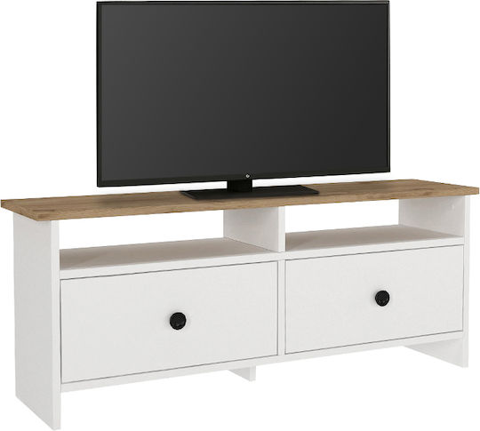 Έπιπλο Τηλεόρασης Gradias Λευκό - Sapphire Oak Μ120xΠ29.6xΥ46.8cm