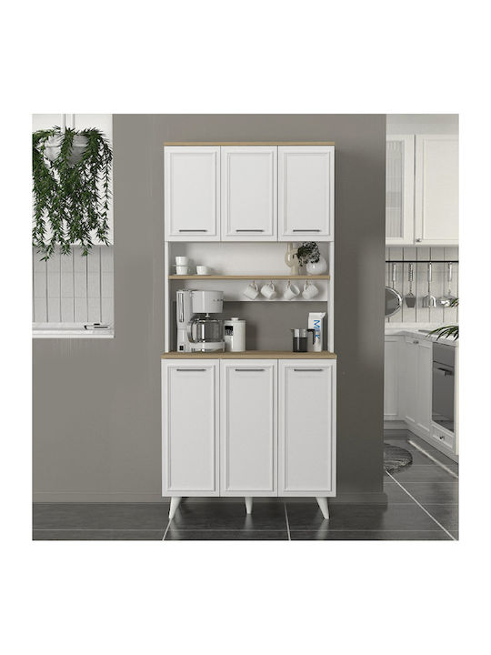 Potter 3 Επιδαπέδιο Ντουλάπι Λευκό, Rota Oak 90x40x196.1εκ.