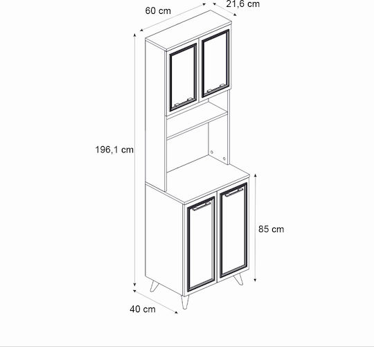 Potter 2 Λευκό, Rota Oak 60x40x196.1бр