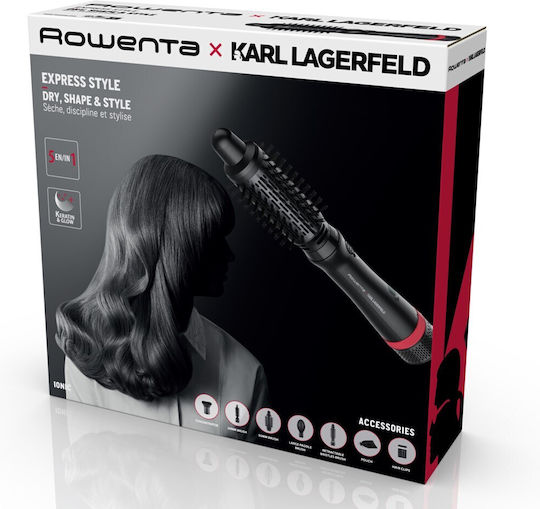 Rowenta Karl Lagerfeld Ceramic Electric Hair Brush with Air for Hair Straightening and Curls 800W