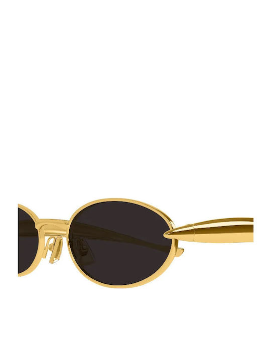 Bottega Veneta Unisex Sunglasses with Gold Metal Frame and Black Lens BV1386S 001