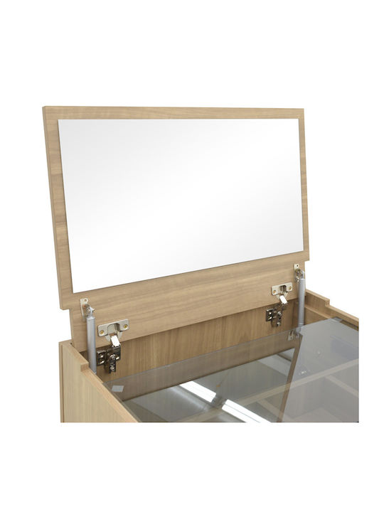Schminktisch Sonlen Hölzern Anthracite-light Walnut mit Spiegel 60x45x122cm