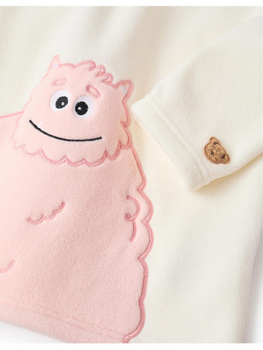 Zippy Παιδική Πιτζάμα Χειμωνιάτικη Fleece Εκρού/ροζ Ecru