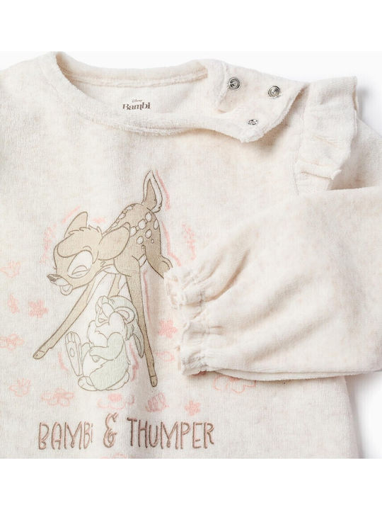 Zippy Детска пижама Зимна Кадифена Μπεζ/ Ροζ Baby Pink