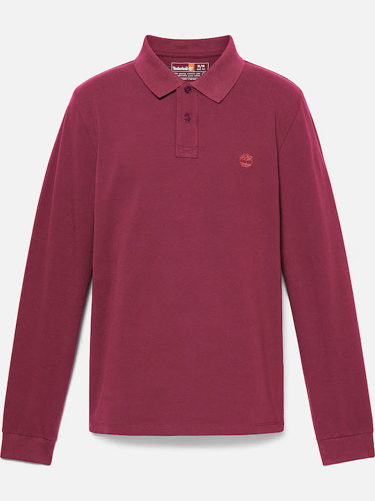 Millers River Pique Polo Long Sleeve Blouse Burgundy