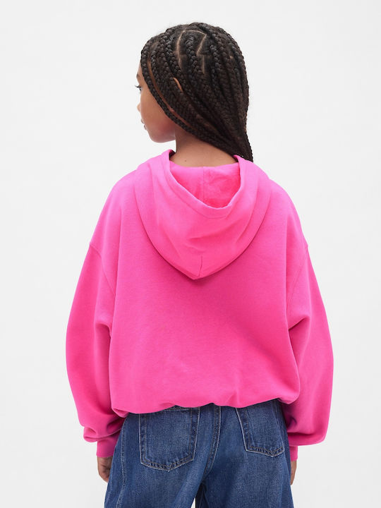 Fleece Kinder-Sweatshirt mit Kapuze Happy Rosa