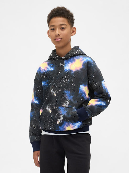 Fleece Kinder-Sweatshirt mit Kapuze und Taschen Outer Space
