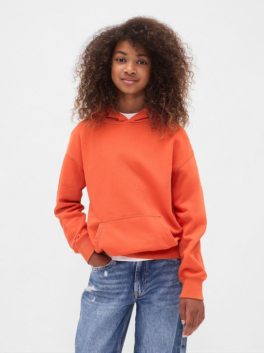 Kids Sweatshirt with Hood and Pockets Orange Vintage Soft