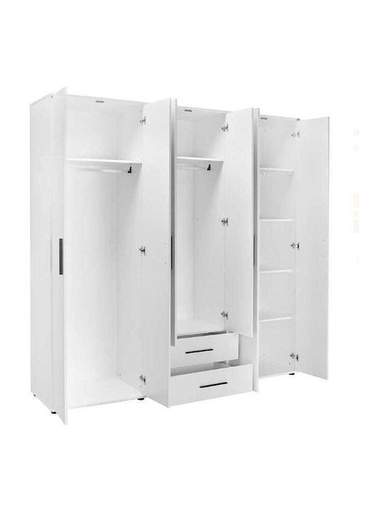 Εξάφυλλη Ντουλάπα White/λευκό 206x52x213cm