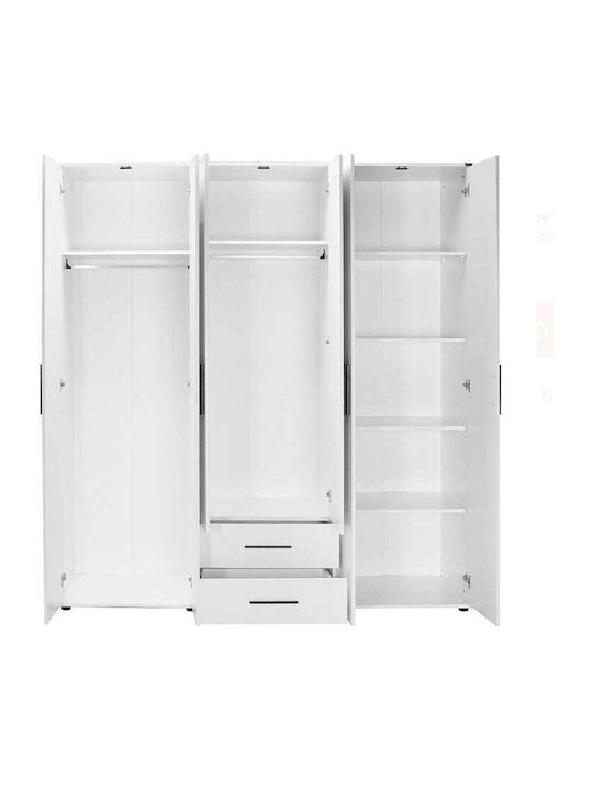 Εξάφυλλη Ντουλάπα White/λευκό 206x52x213cm