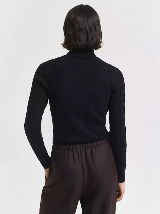 Damen Pullover Baumwolle Rollkragen Black