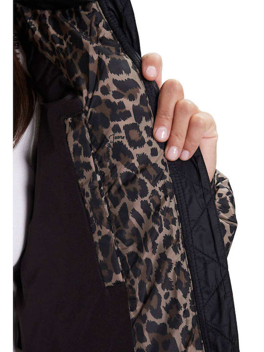 Women's Crop Puffer Jacket for Winter Brown