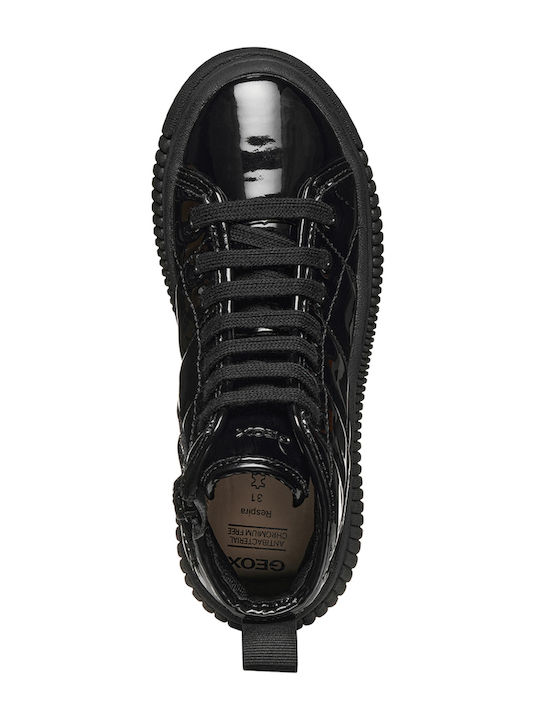 J Laquinny Anatomic Kids Ankle Boots Made of Patent Leather with Zipper and Lights Black