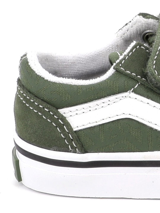Old Skool Kids Sneakers with Scratch Green