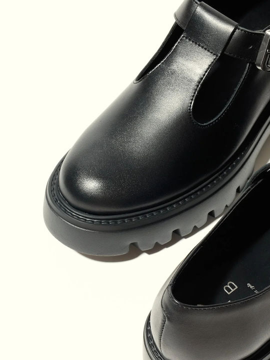Leather Women's Moccasins in Black Color