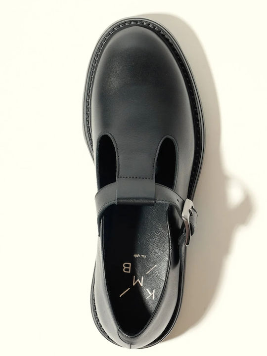 Leather Women's Moccasins in Black Color