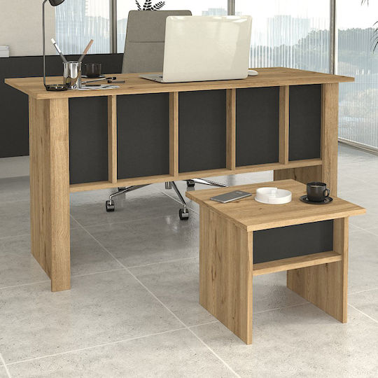Square Side Coffee Table Nika Wooden Sepet Oak - Anthracite W45xL45xH40cm