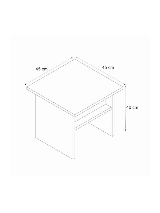 Quadratischer Beistelltisch Nika Holz Sepet Eiche Anthrazit M45xB45xH40cm