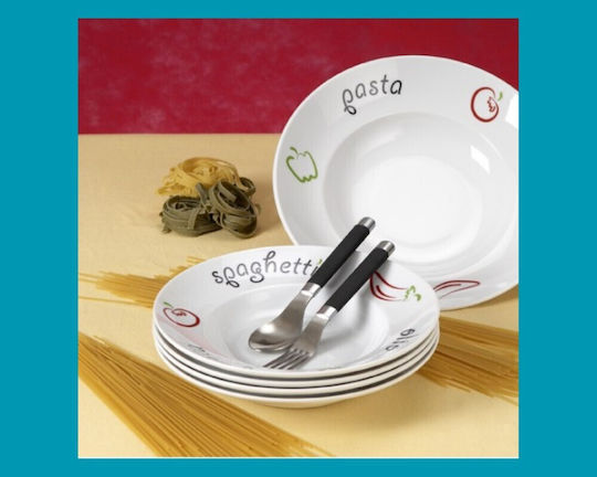 Cryspo Trio Plate Pasta made of Porcelain 7pcs