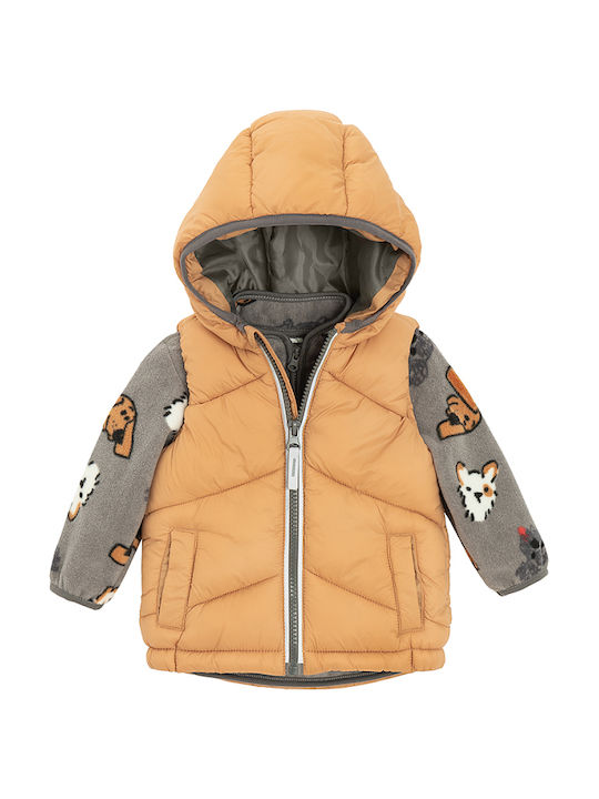 Kids' Casual Jacket Sleeveless with Hood Mustard, Grey