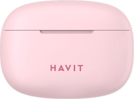 Havit TW967 Pro In-ear Bluetooth Handsfree Ακουστικά με Θήκη Φόρτισης Ροζ