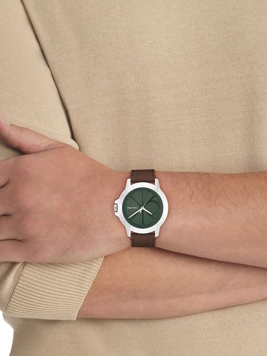 Calvin Klein Reset Ανδρικό Ρολόι 42mm Μπαταρίας με Καφέ Μεταλλικό Μπρασελέ