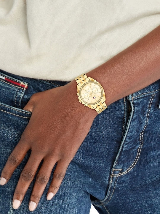 Tommy Hilfiger Mellie Γυναικείο Ρολόι 36mm Μπαταρίας με Χρυσό Μεταλλικό Μπρασελέ