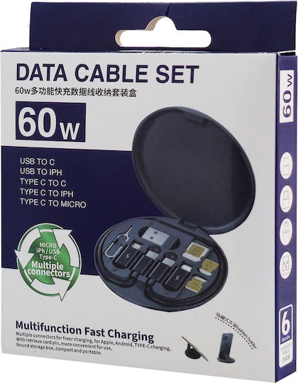 Powertech USB zu Typ-C,TC-TC / Micro-USB / Blitzschlag Kabel Schwarz 0.3m (CAB-U161)