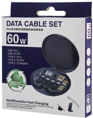 Powertech USB zu Typ-C,TC-TC / Micro-USB / Blitzschlag Kabel Schwarz 0.3m (CAB-U161)